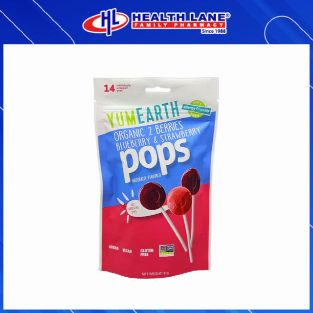 YUM EARTH ORGANIC 2 BERRIES - BLUEBERRY & STRAWBERRY 14'S